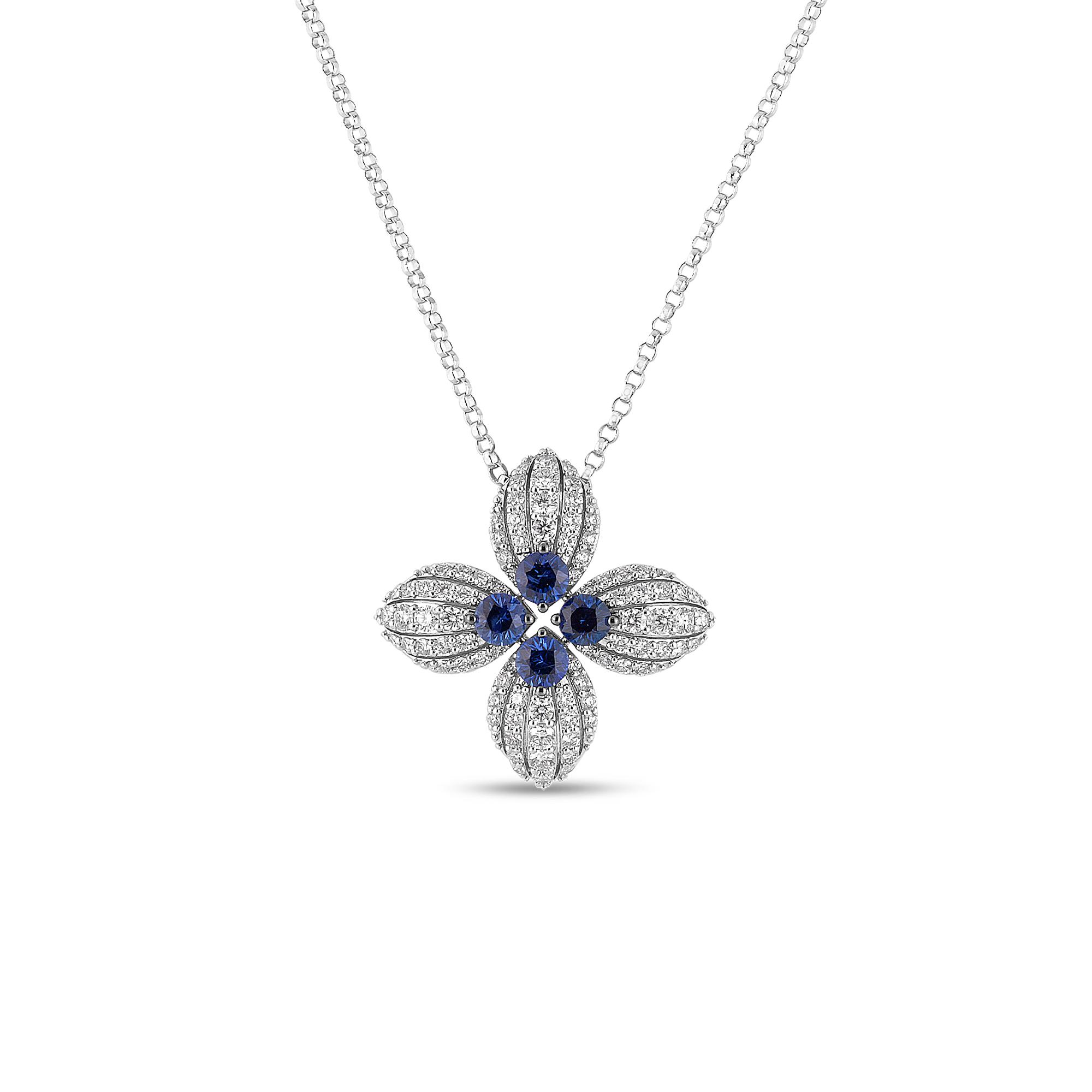 Roberto Coin Love in Verona Sapphire and Diamond Flower Necklace 0