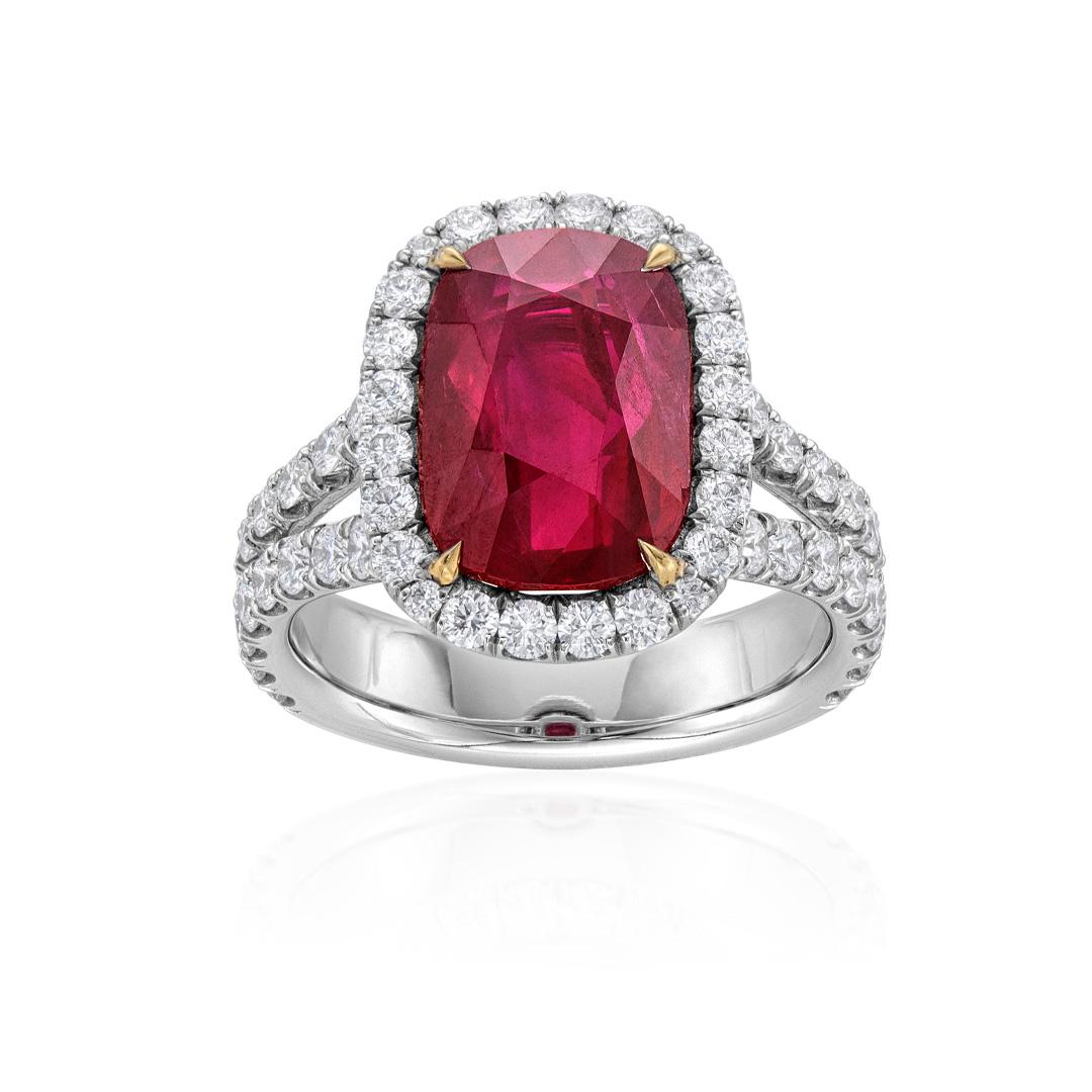 6.02 CT Ruby Ring with Diamond Accents