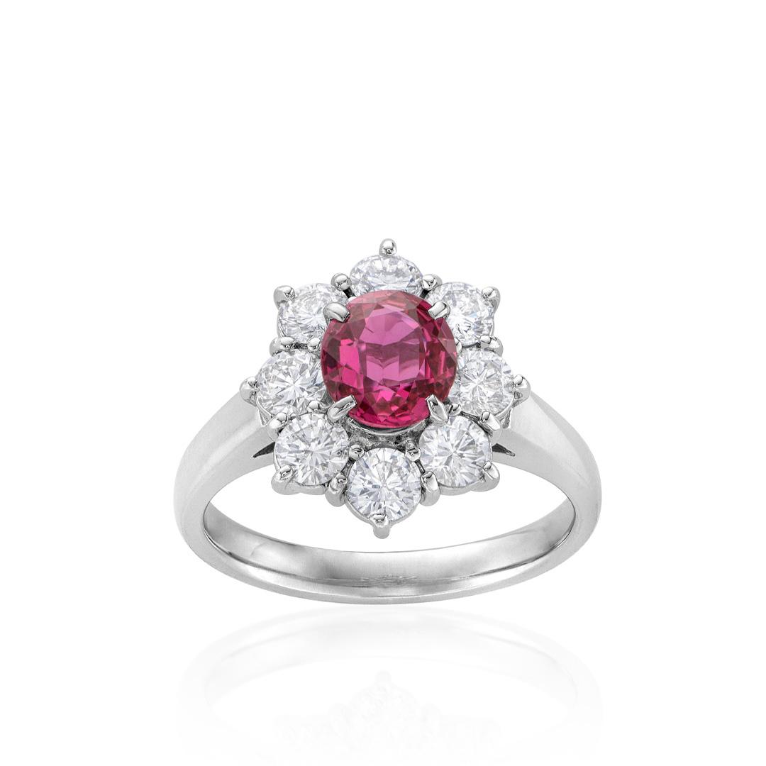Estate Collection Platinum Ring with Ruby and Diamonds