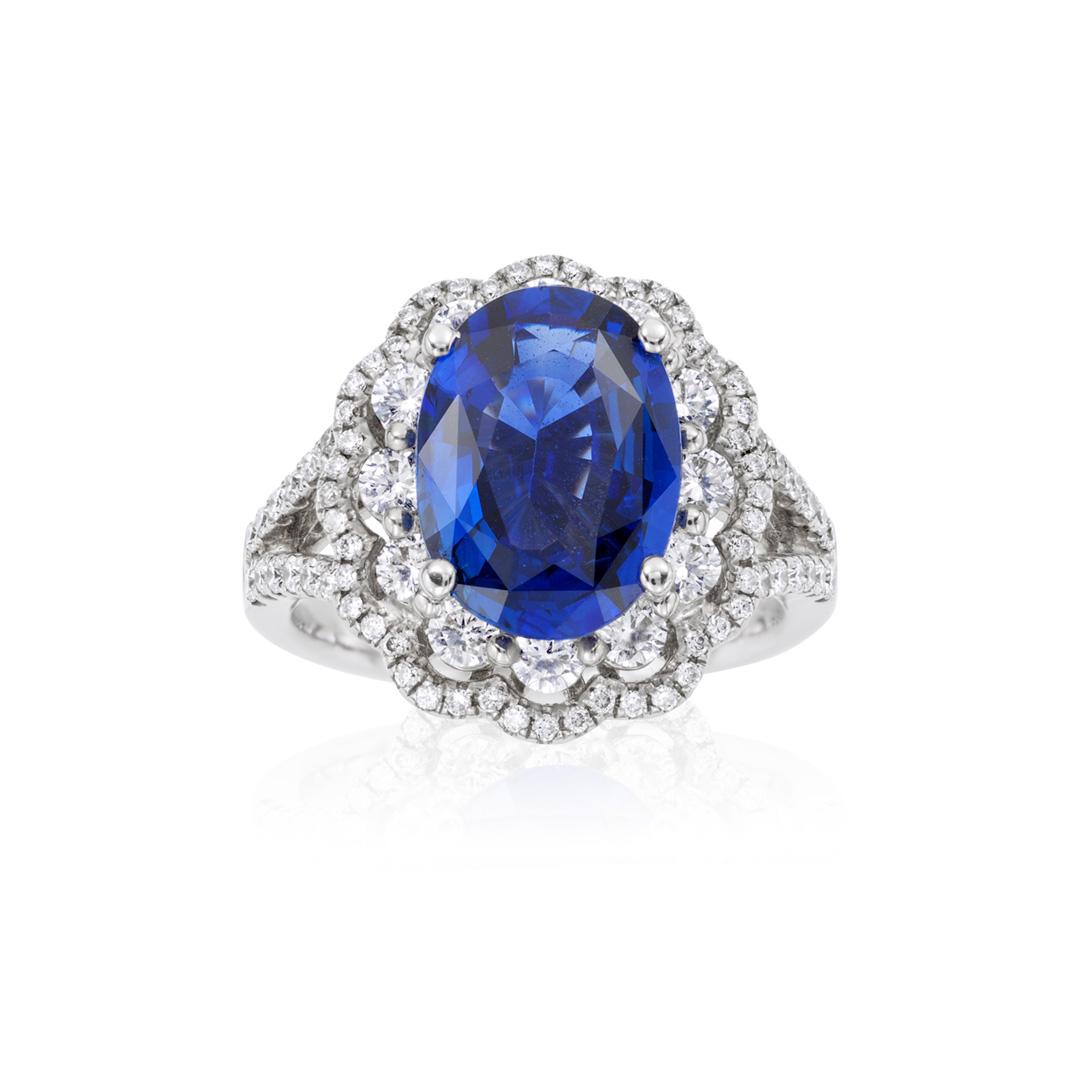 3.33 CT Oval Sapphire and Diamond Ring