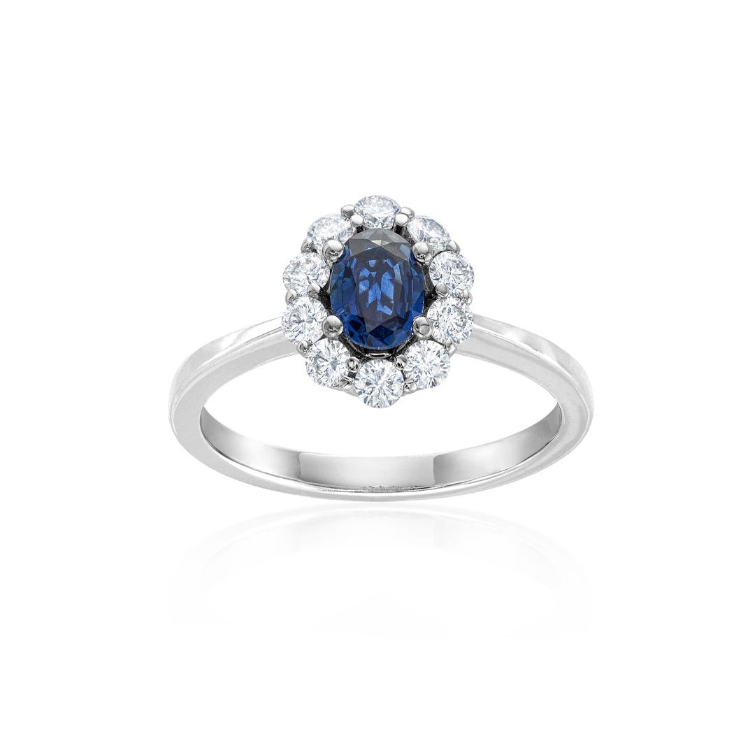 Halo Half-Carat Sapphire and Diamond Ring 0