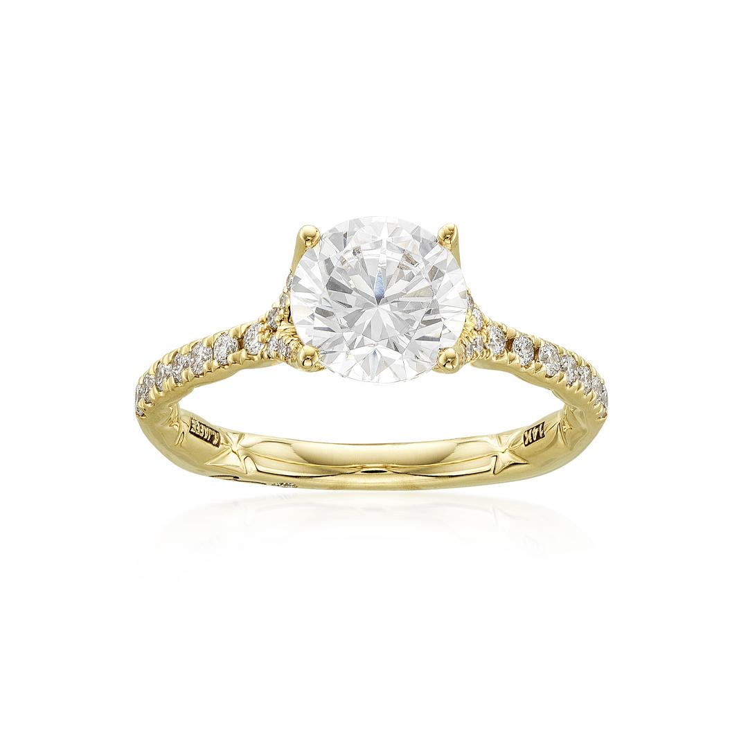 A. Jaffe .30 CT Pave Diamond Semi-Mount Engagement Ring in Yellow Gold
