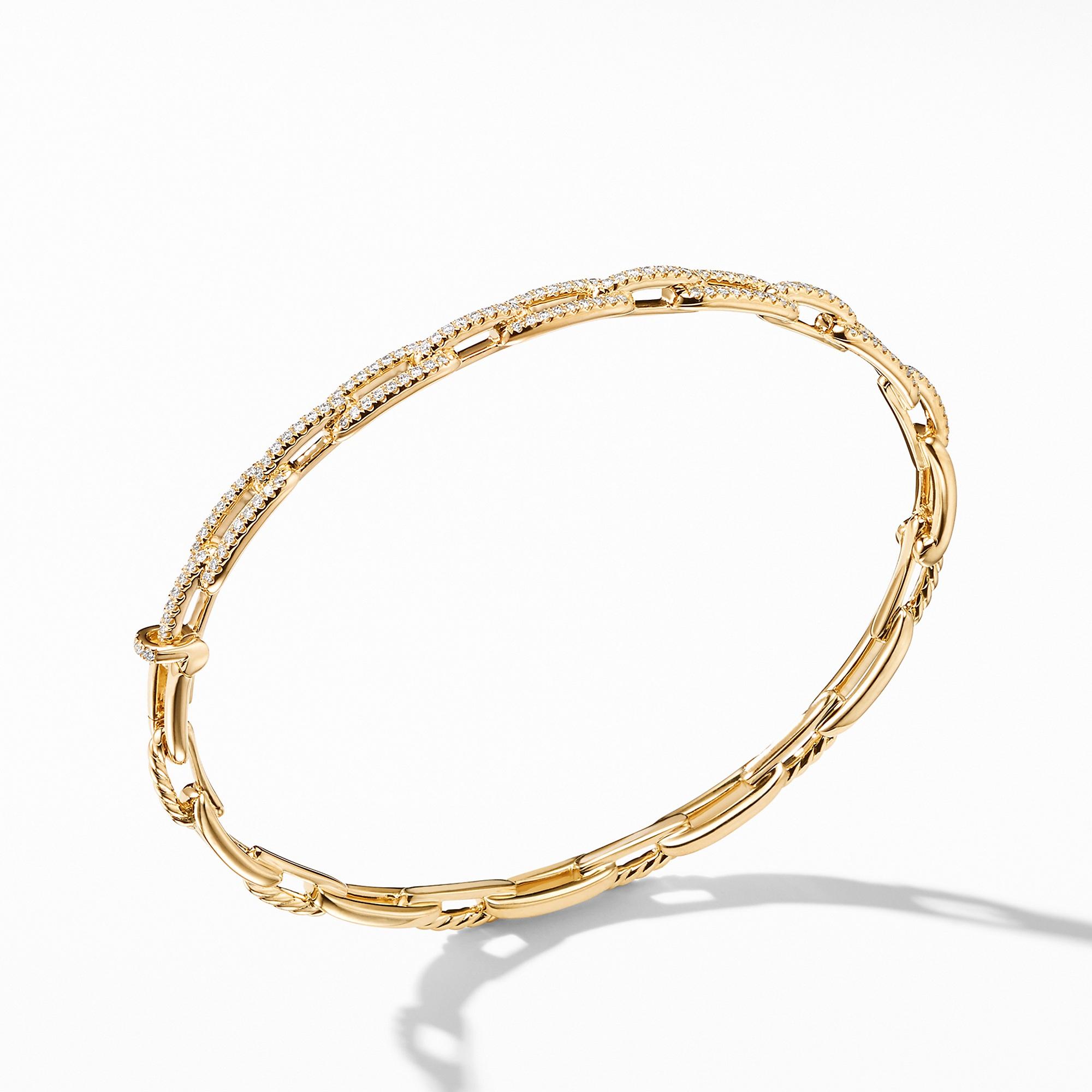 David Yurman Stax 4mm Chain Link Bracelet with Diamonds in 18k Gold