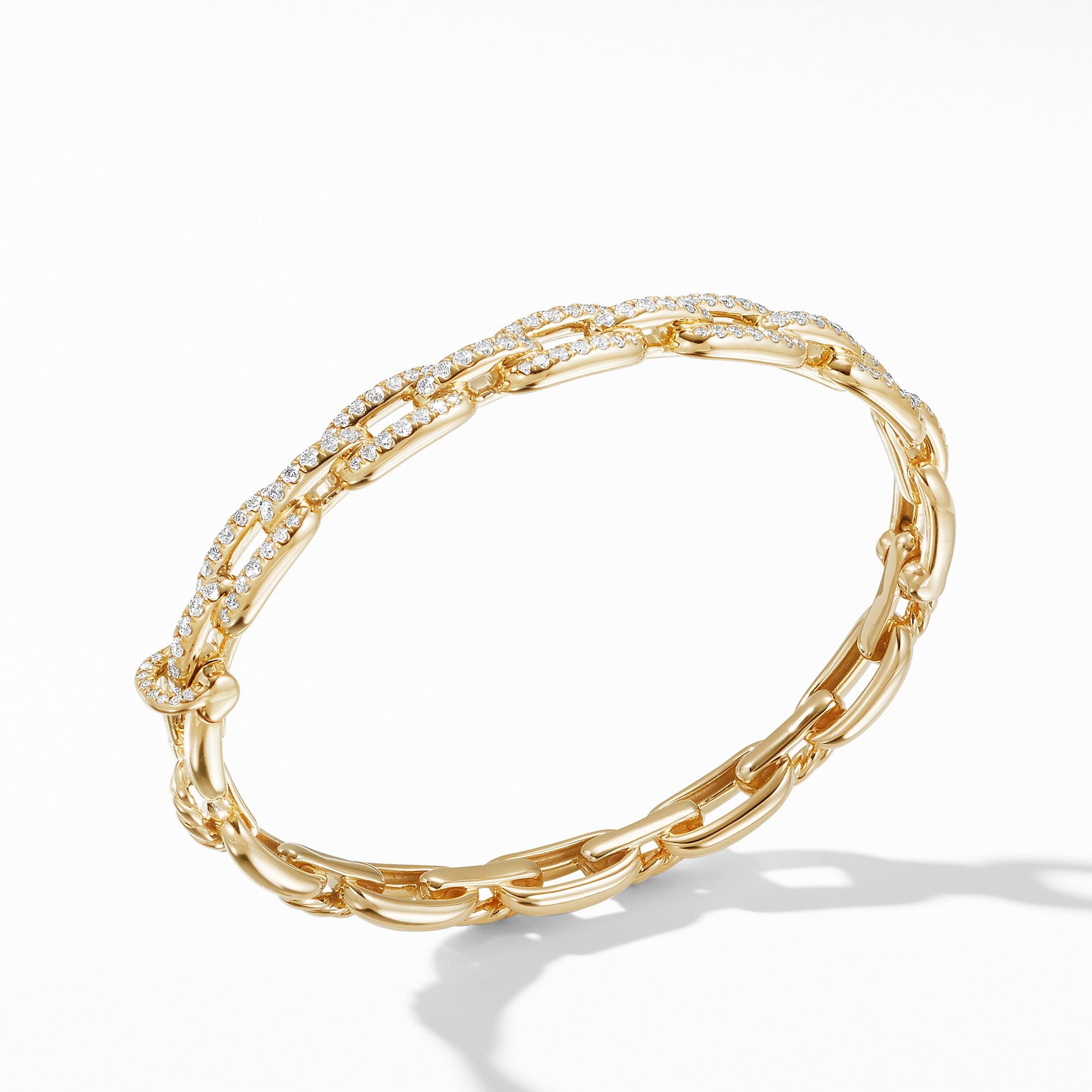 David Yurman Stax 7mm Chain Link Bracelet with Diamonds in 18k Gold