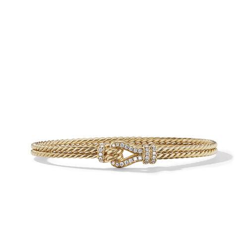 David Yurman Thoroughbred Loop Bracelet in 18k Yellow Gold with Pave Diamonds