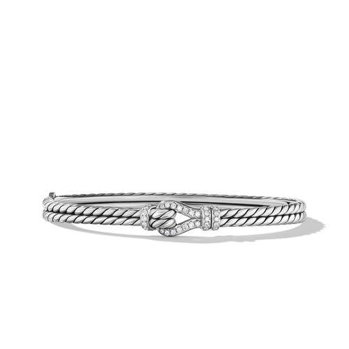 David Yurman Thoroughbred Loop 4.5mm Bracelet with Pave Diamonds, size medium