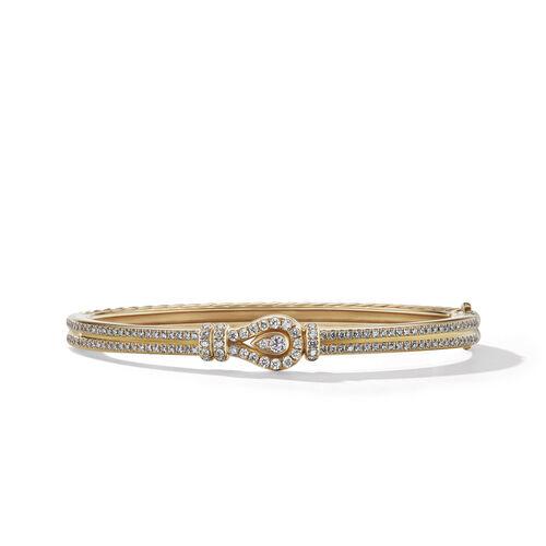 David Yurman Thoroughbred Loop Bracelet in 18k Yellow Gold with Full Pave Diamonds