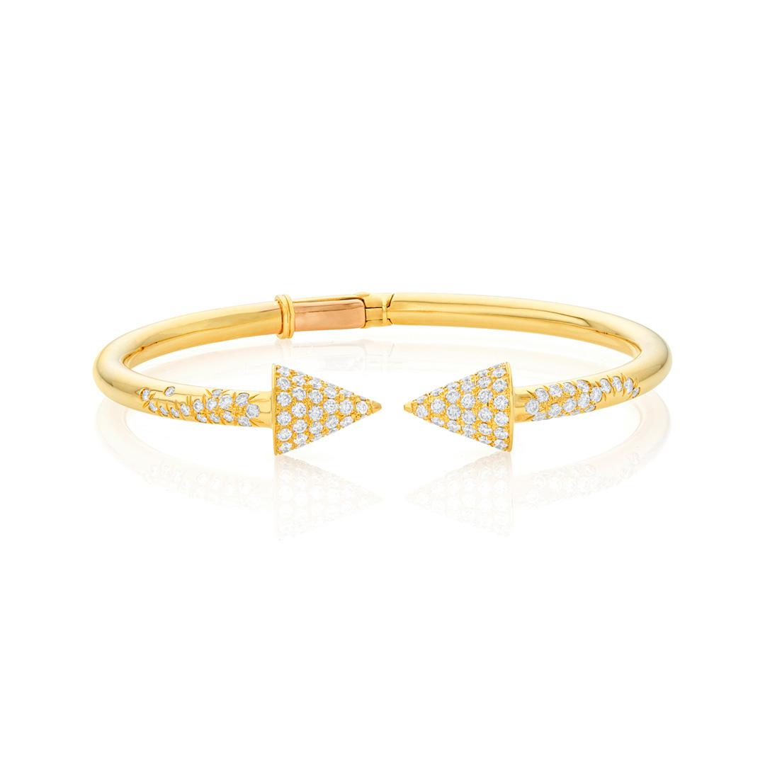 Pave Diamond Arrow Cuff Bracelet in 18k Yellow Gold