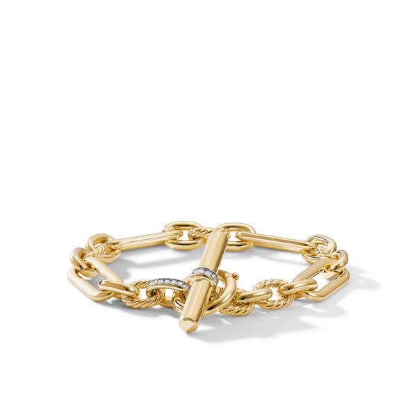 David Yurman Lexington Chain Bracelet in 18k Yellow Gold with Diamonds, size medium