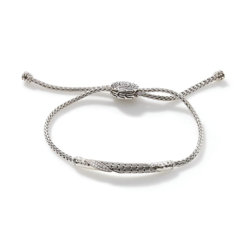 John Hardy Twisted Collection Pull Thru Bracelet with Diamonds 0