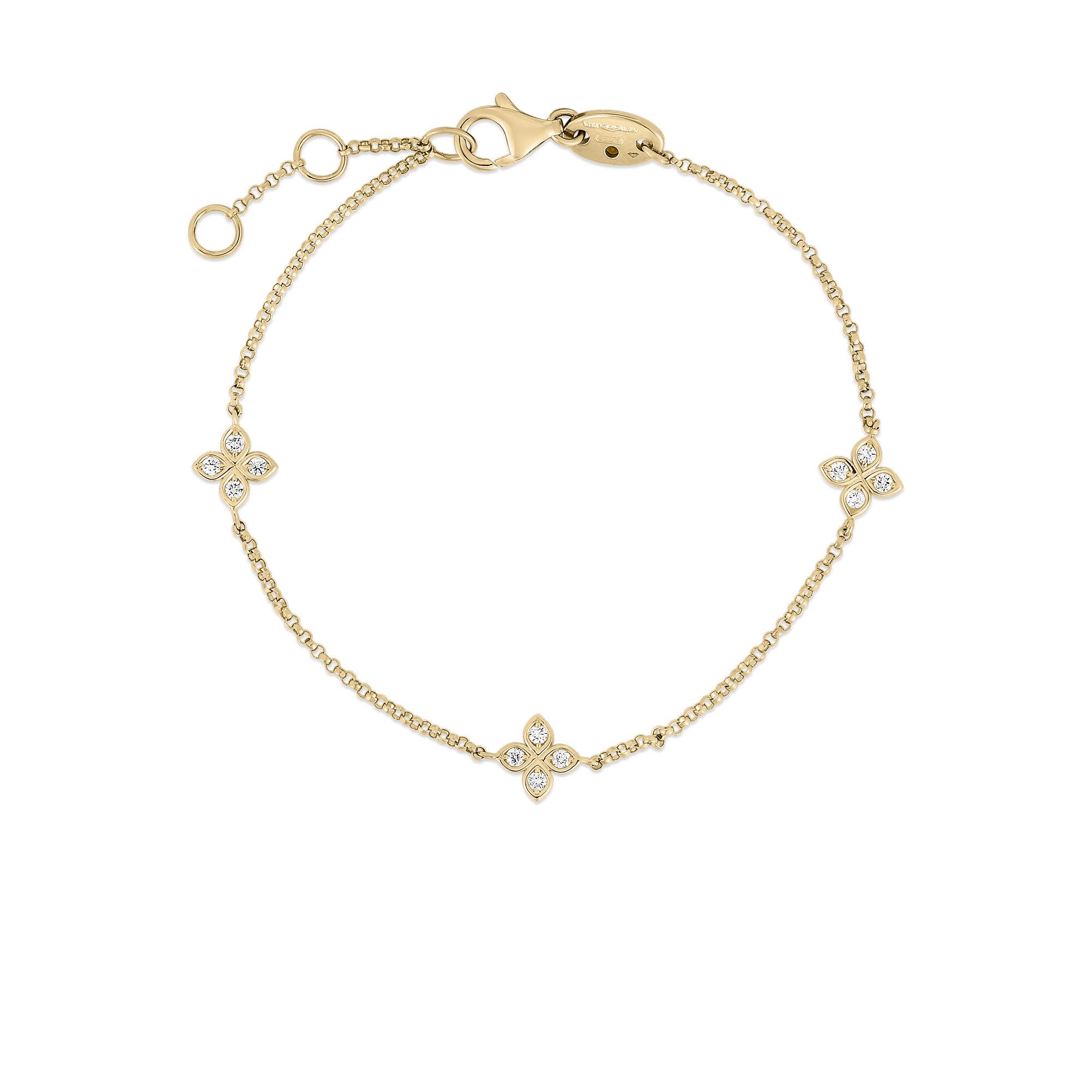 Roberto Coin Love by the Inch Yellow Gold Diamond Station Bracelet