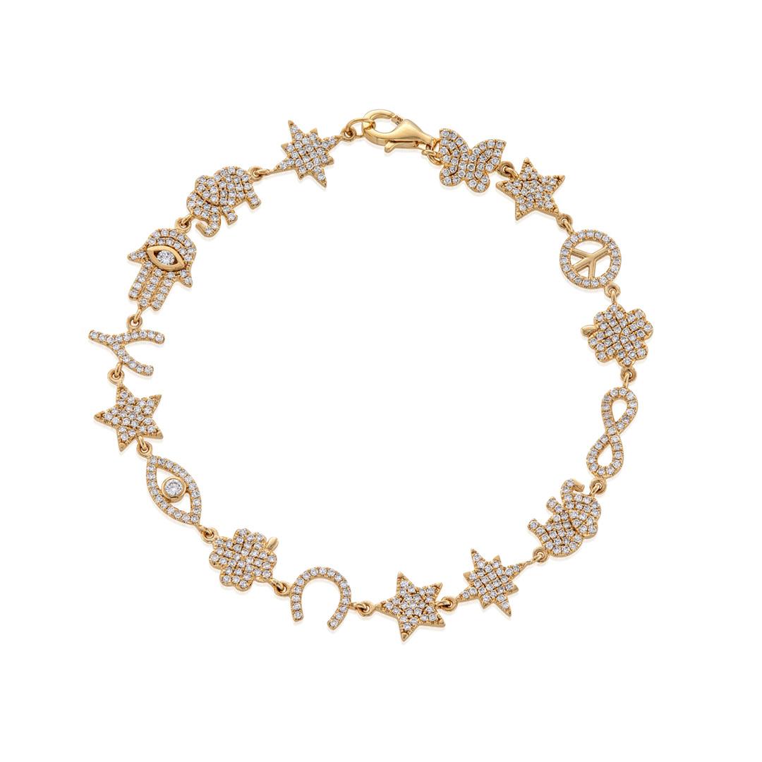 Good Luck Icon Gold and Diamond Bracelet | Lee Michaels Fine Jewelry