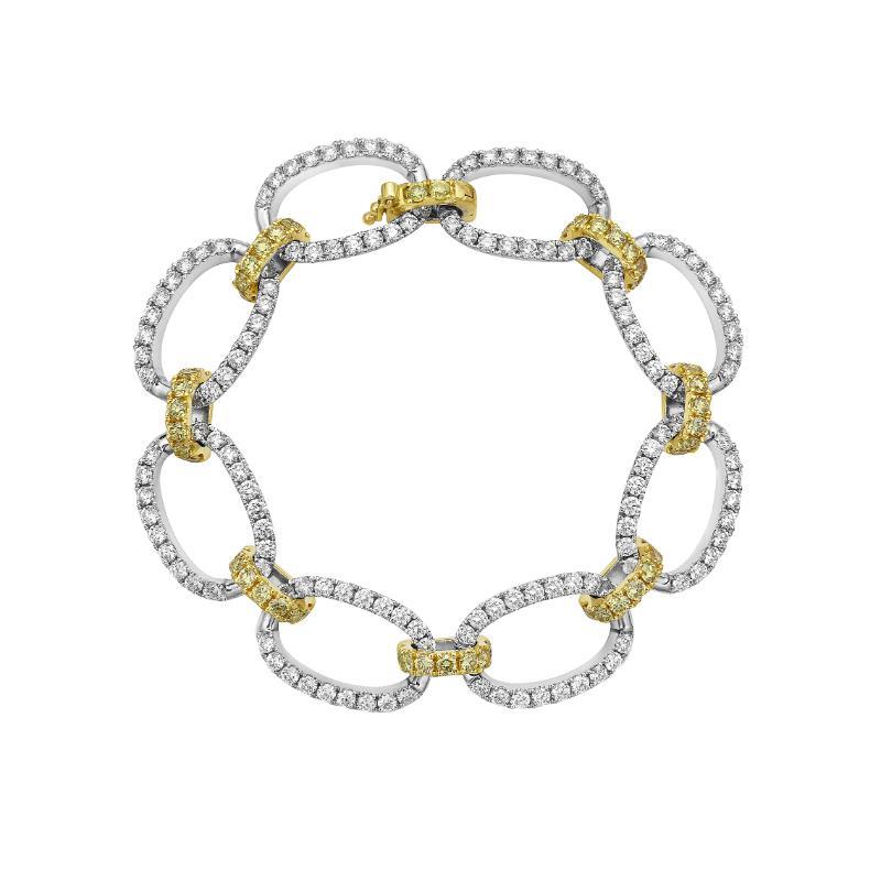 Charles Krypell Precious Pastel Oval Link Bracelet with White and Yellow Diamonds
