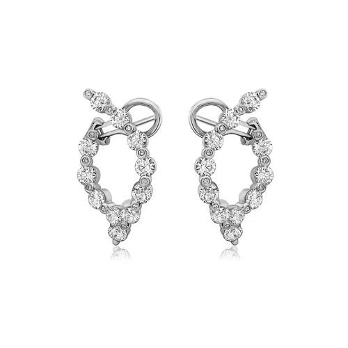 Charles Krypell 3.43CTW Wishbone Diamond Bypass Hoop Earrings