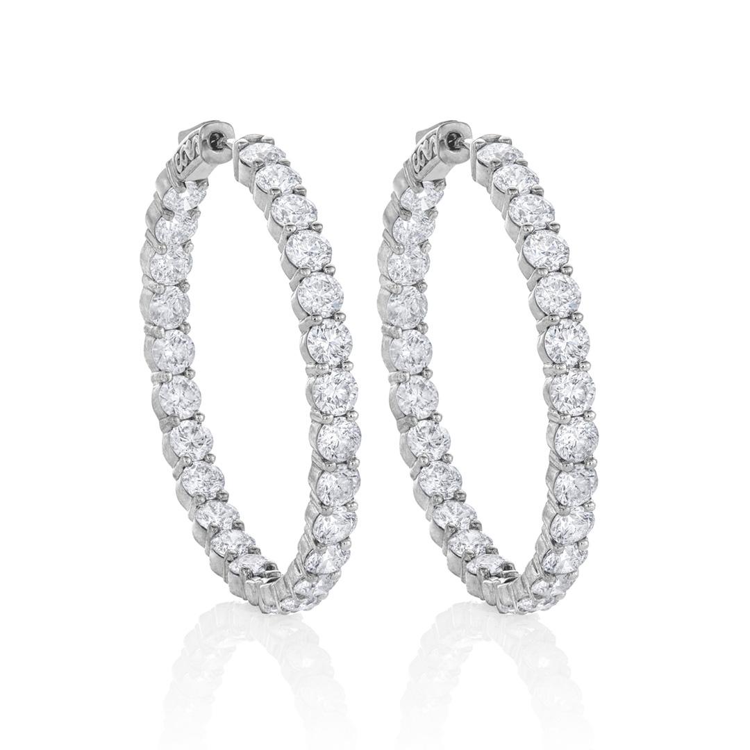 White Gold 41mm 11.87 CTW Diamond In and Out Hoops