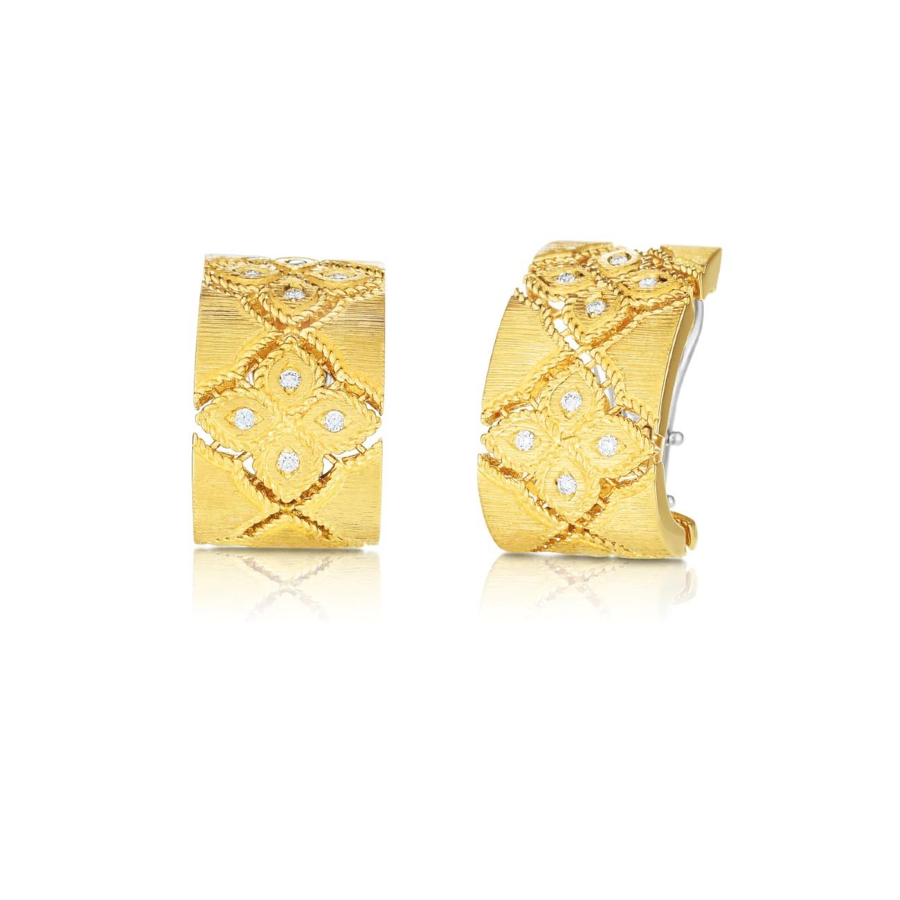 Roberto Coin Venetian Princess Yellow Gold Diamond Earrings
