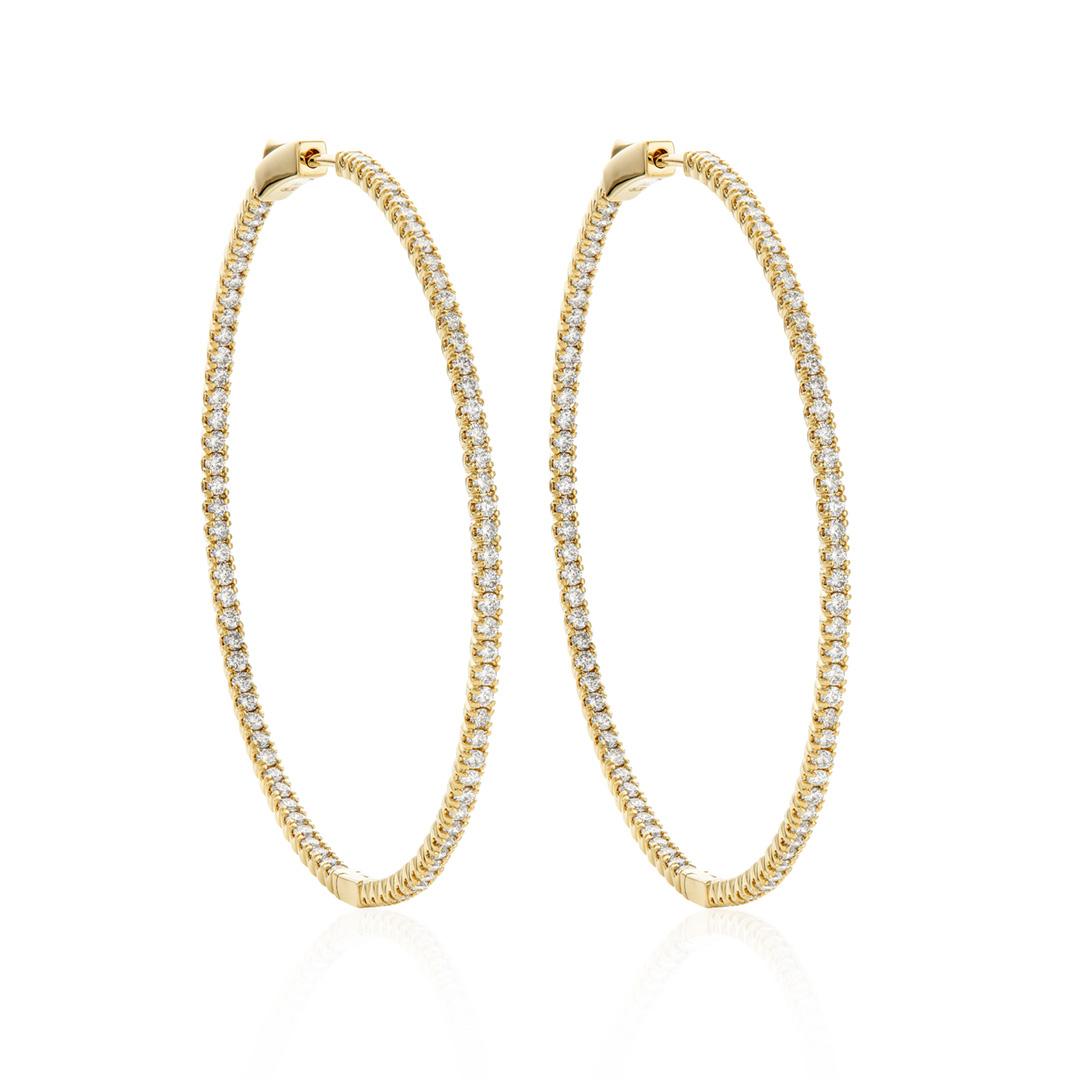 3.00 CTW Oversized Ultra Thin Yellow Gold In and Out Hoop Earrings