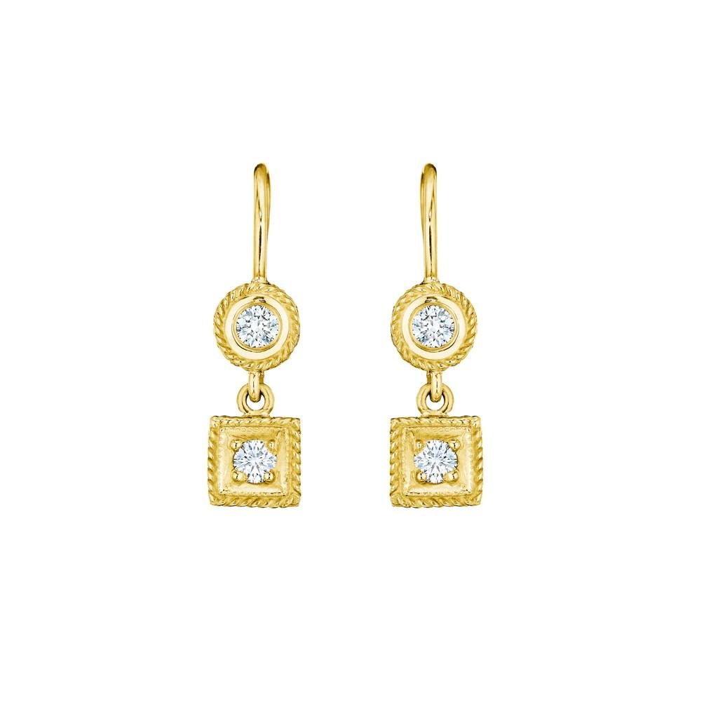 Penny Preville Yellow Gold Engraved Classic Drop Earrings