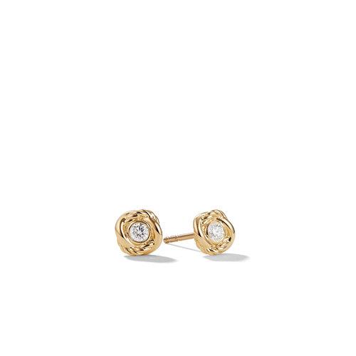 David Yurman Petite Infinity Stud Earrings in Yellow Gold with Diamonds