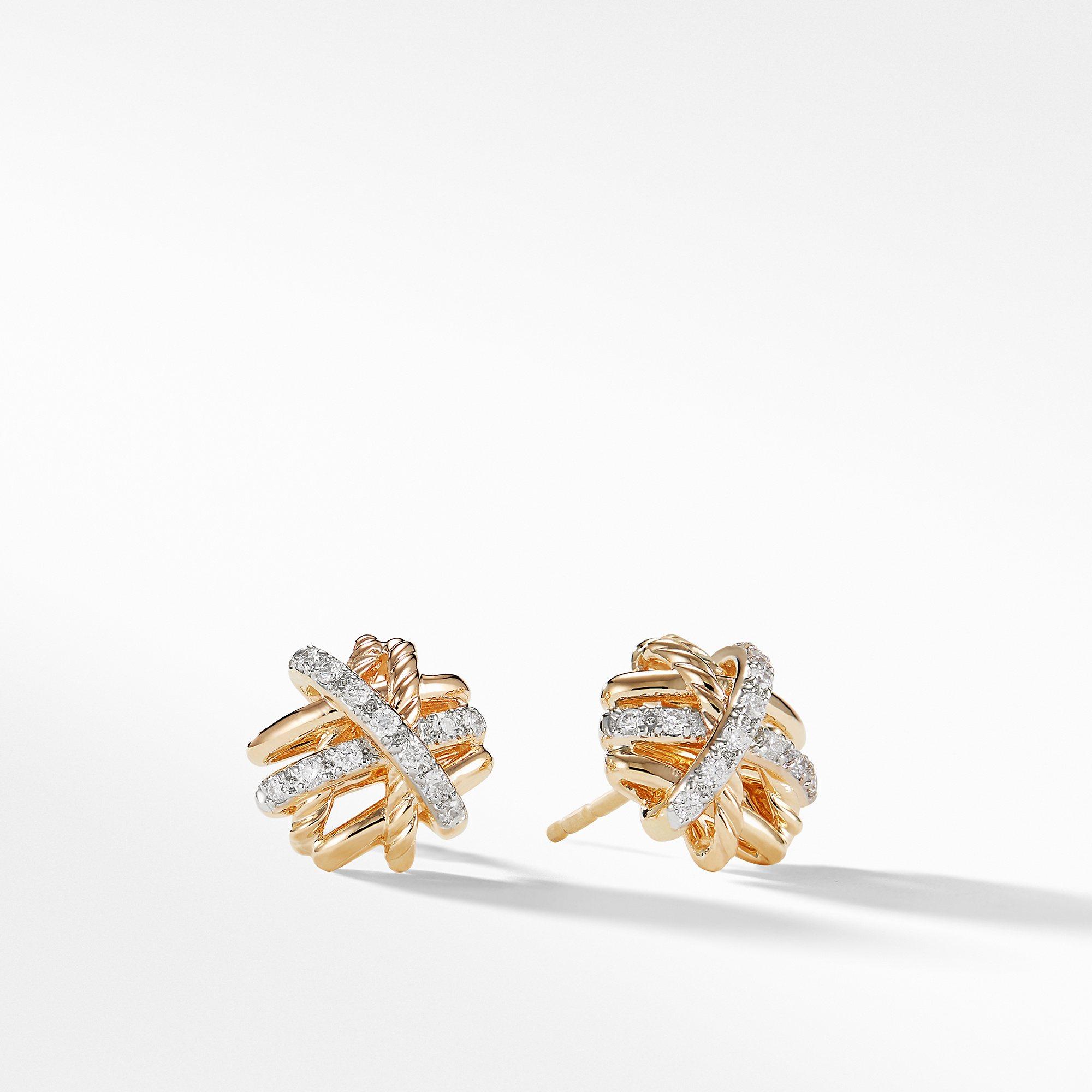 David Yurman Crossover Earrings with Diamonds in 18k Gold