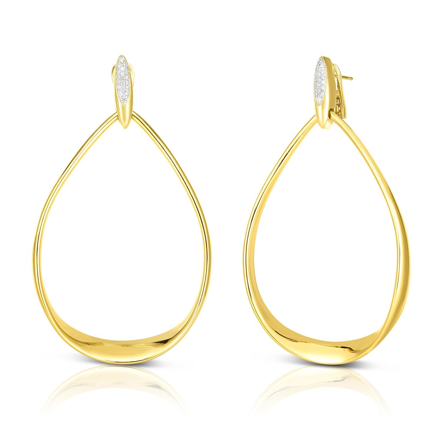 Roberto Coin 18K Yellow & White Gold Classica Parisienne Diamond Open Teardrop Earrings 0