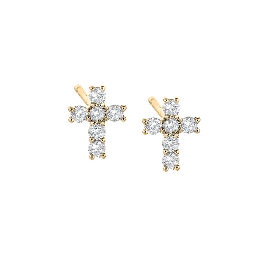 .22 CTW Petite Diamond Cross Earrings 0