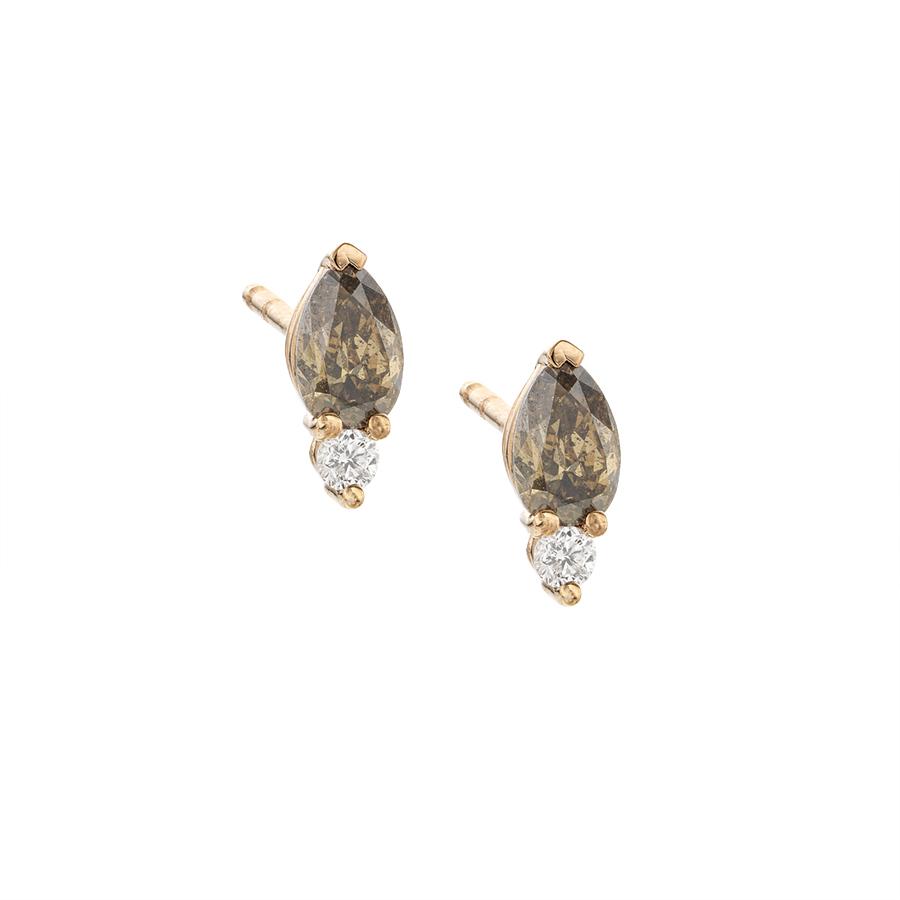 0.70 CTW Brown & White Diamond Post Earrings 0