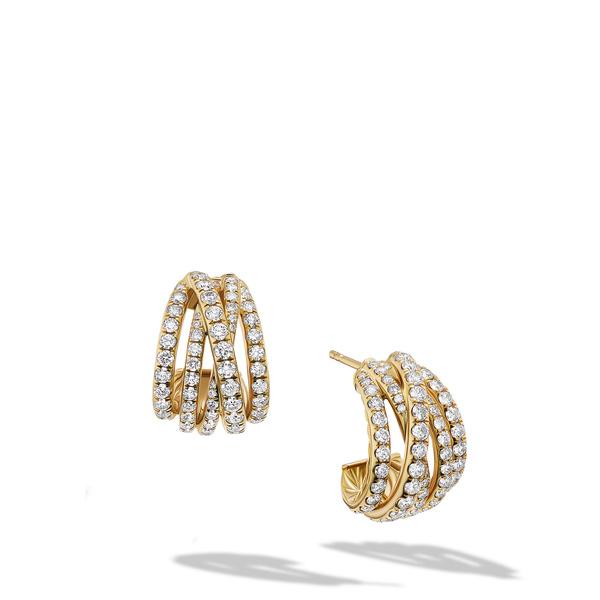 David Yurman Crossover Pave Shrimp Earrings in 18k Yellow Gold with Diamonds