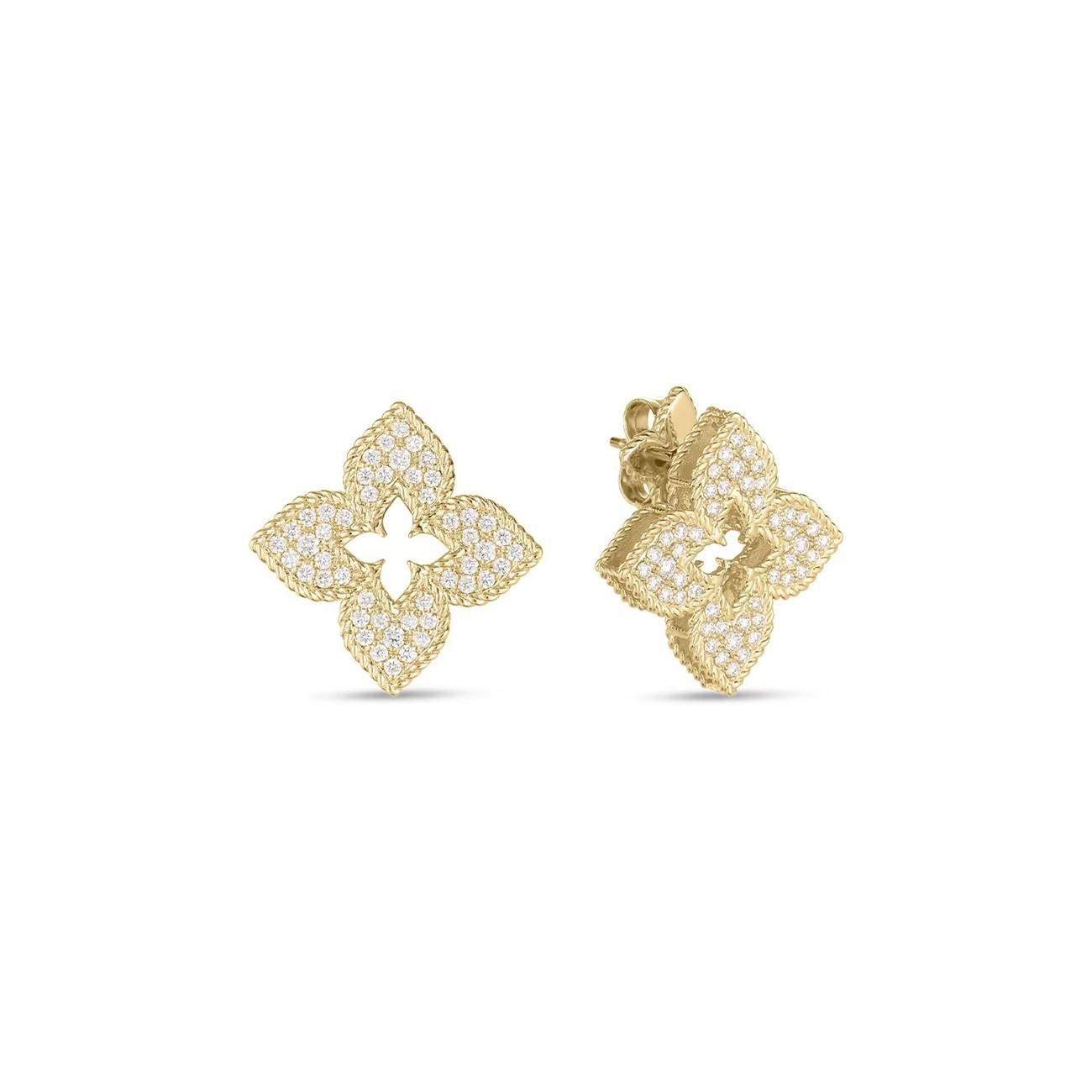 Roberto Coin Petite Venetian Princess Yellow Gold Diamond Stud Earrings