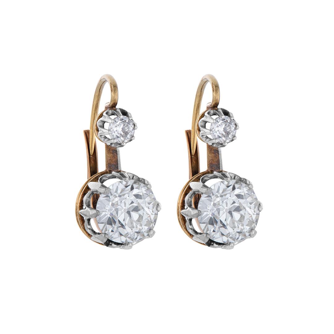 Estate Collection Reproduction 3.30 CTW Double Diamond Dangle Earrings