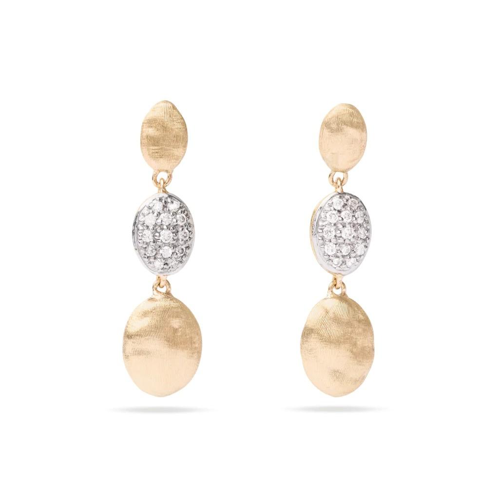 Marco Bicego Siviglia Collection 18K Yellow Gold and Diamond Triple Drop Earrings