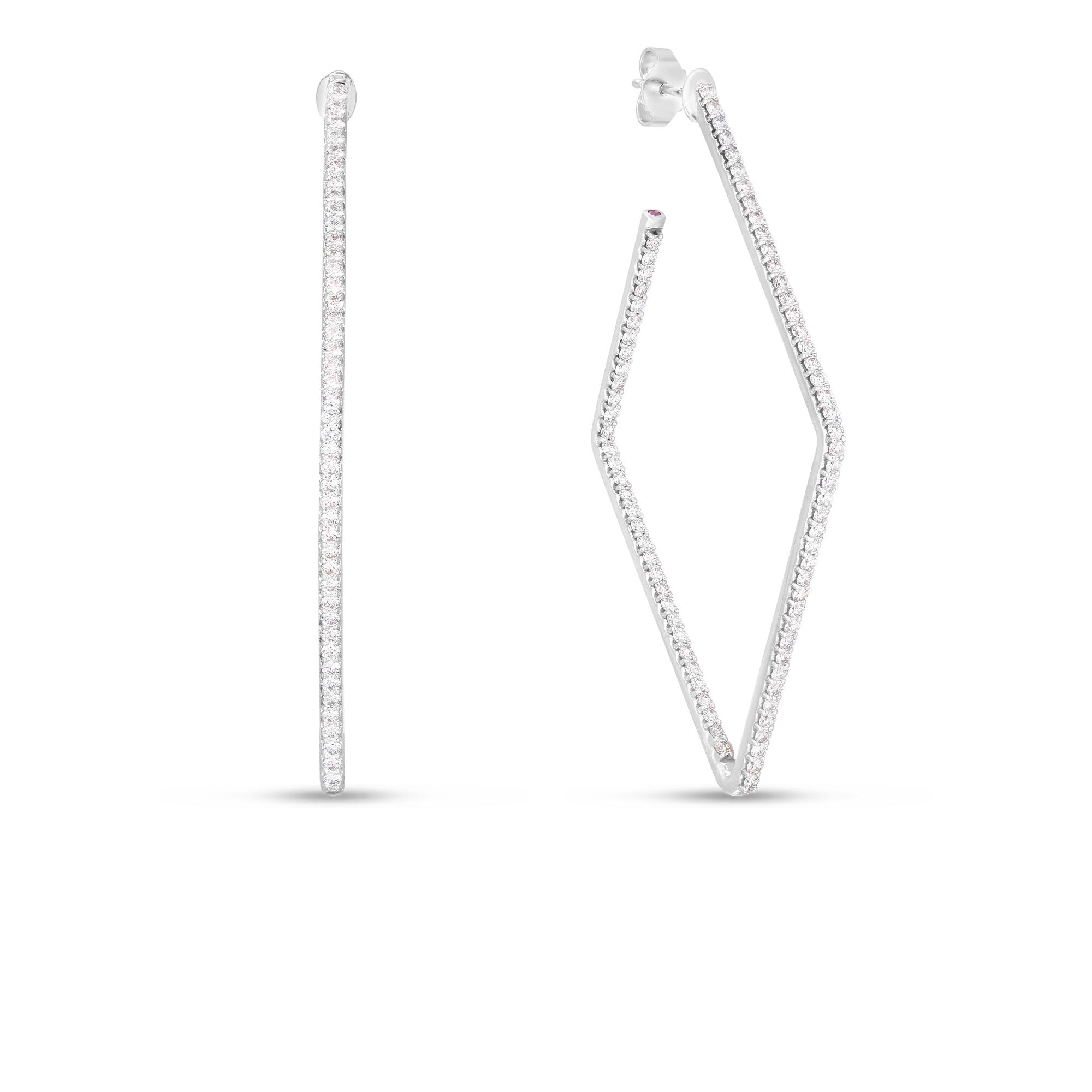Roberto Coin White Gold Large Perfect Diamond Hoops