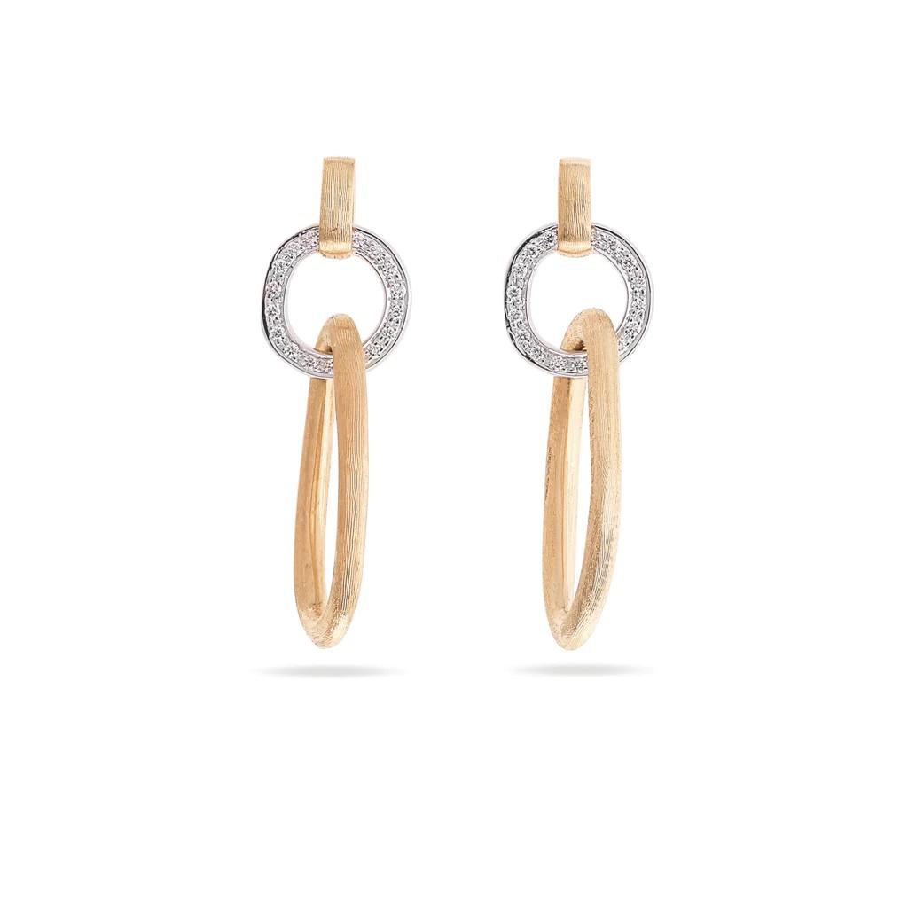 Marco Bicego Jaipur Link Collection 18K Yellow & White Gold Double Drop Earrings with Diamond Accent