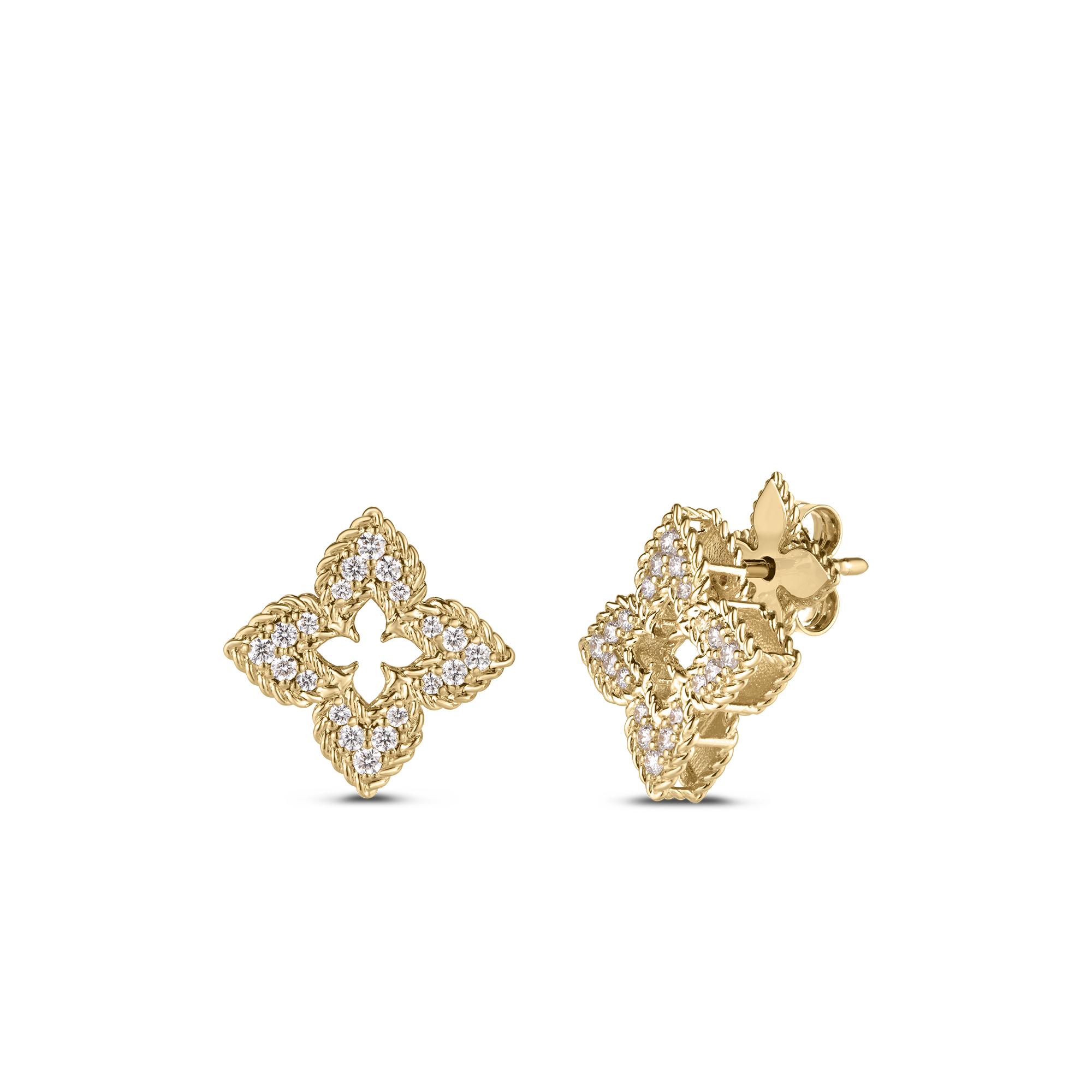 Roberto Coin Venetian Princess Small Diamond Pave Flower Stud Earrings 0