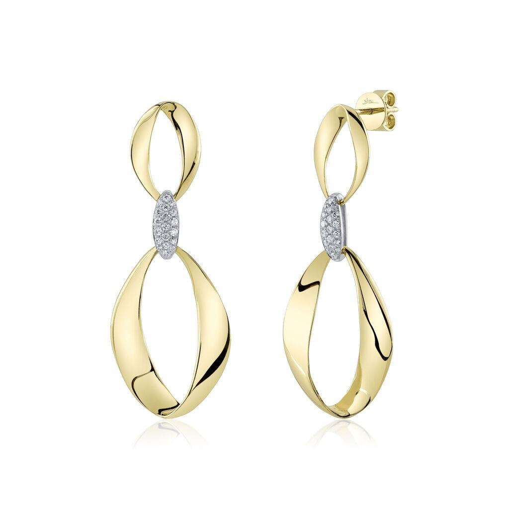Open Oval Diamond Dangle Earrings