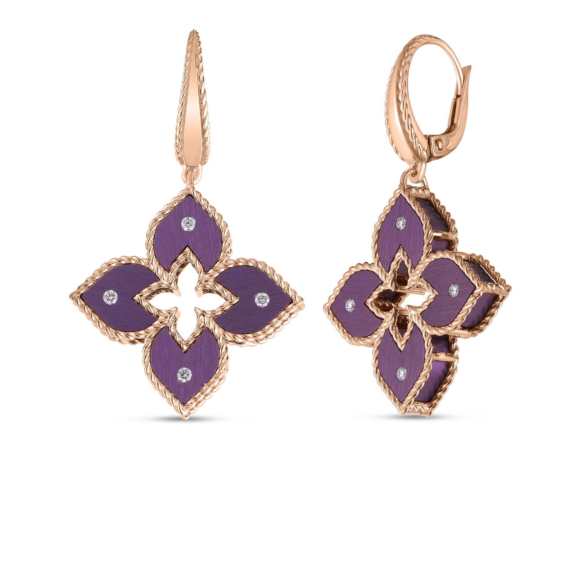 Roberto Coin Venetian Princess Small Purple Titanium Flower Earrings