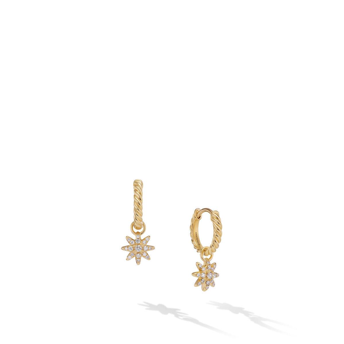 David Yurman Petite Interchangeable Pavé Starburst Drop Earrings in 18K Yellow Gold with Diamonds 0