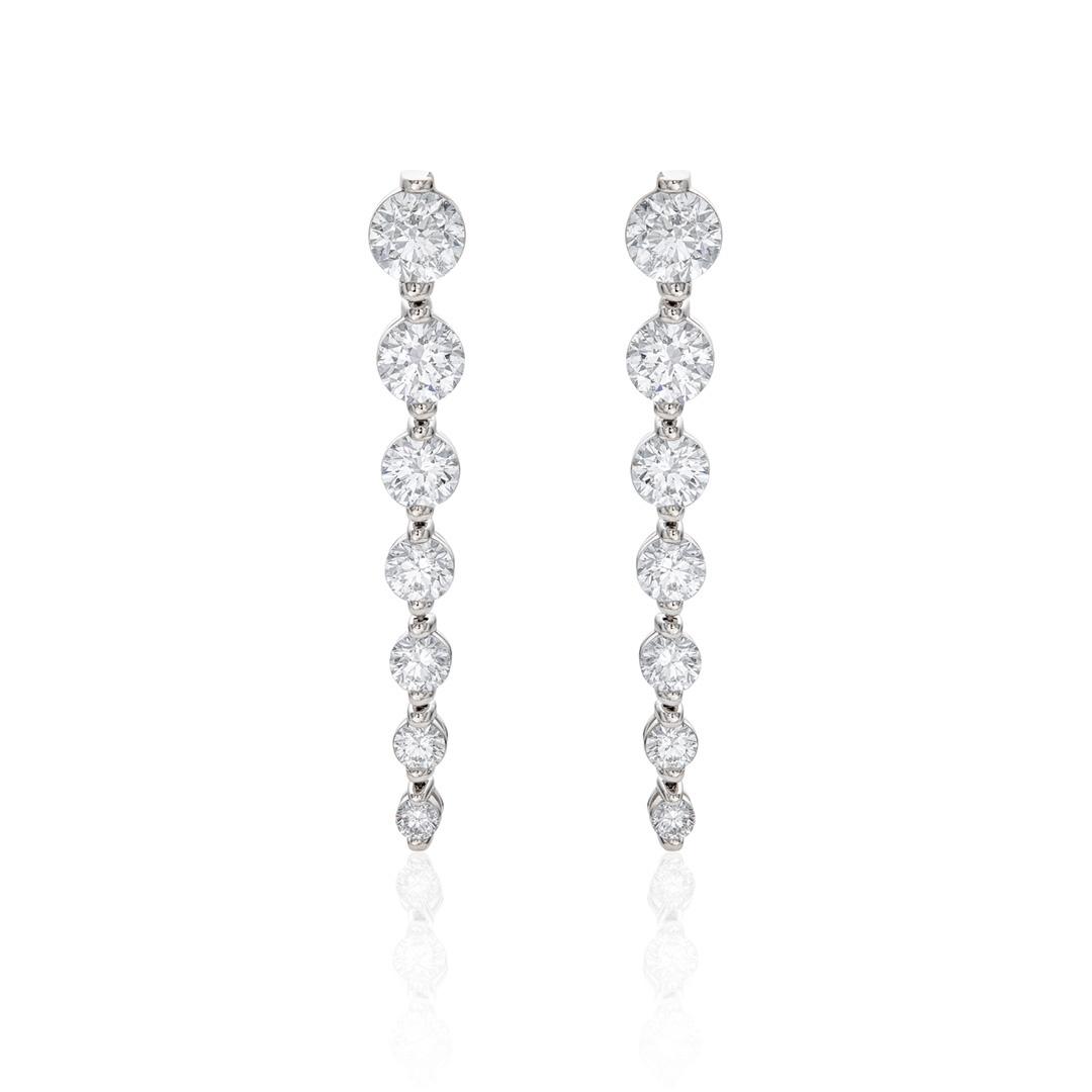 Linear Graduated Diamond Dangle Earrings 0