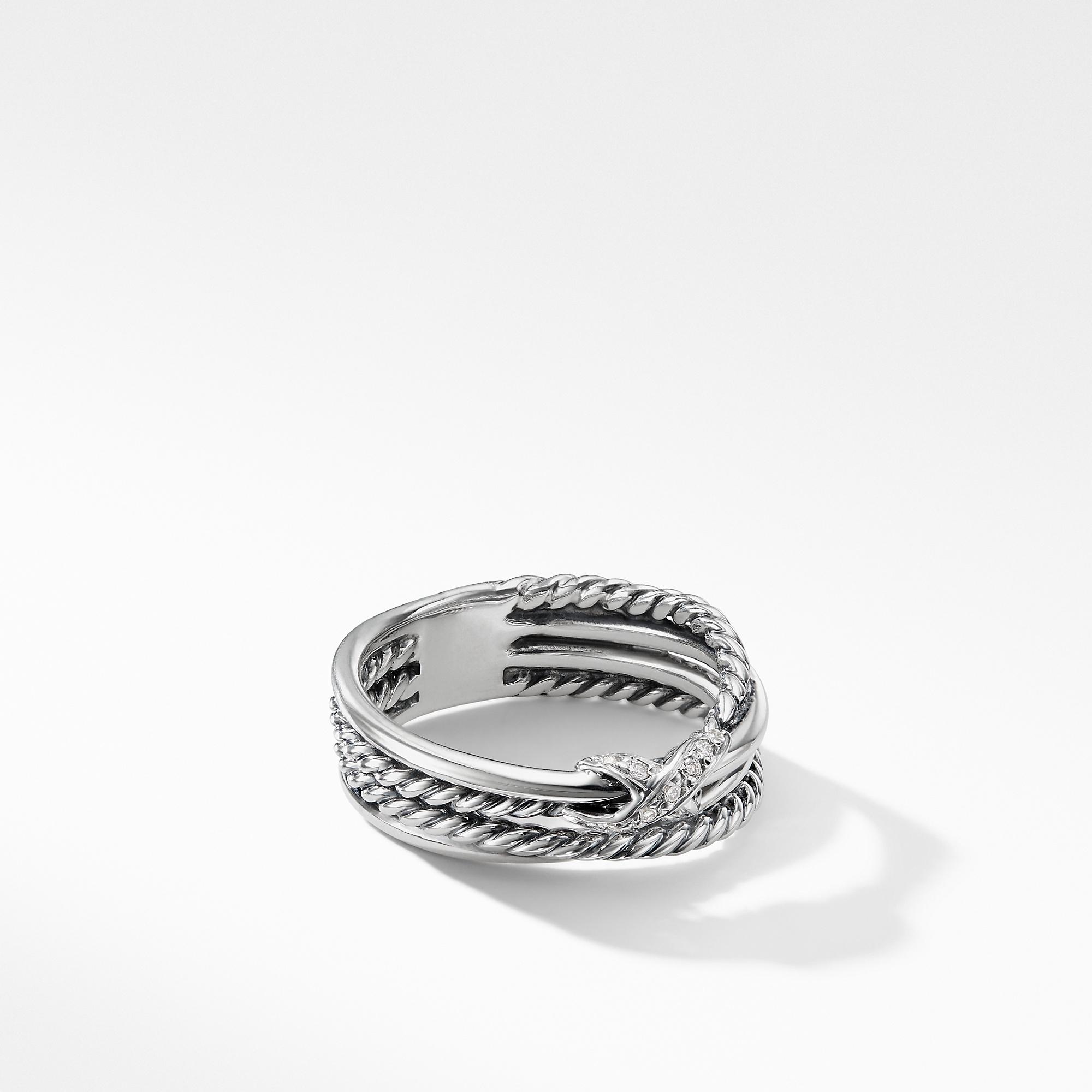 David Yurman X Crossover Ring with Diamonds, size 6
