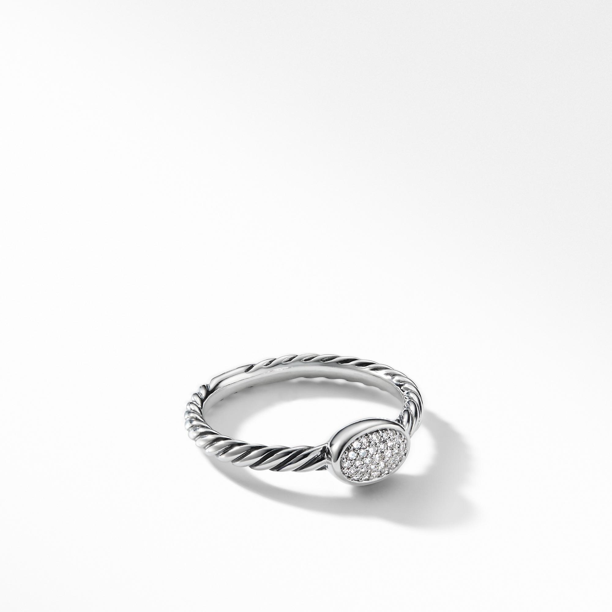 David Yurman Cable Collectibles Oval Ring with Diamonds, size 6