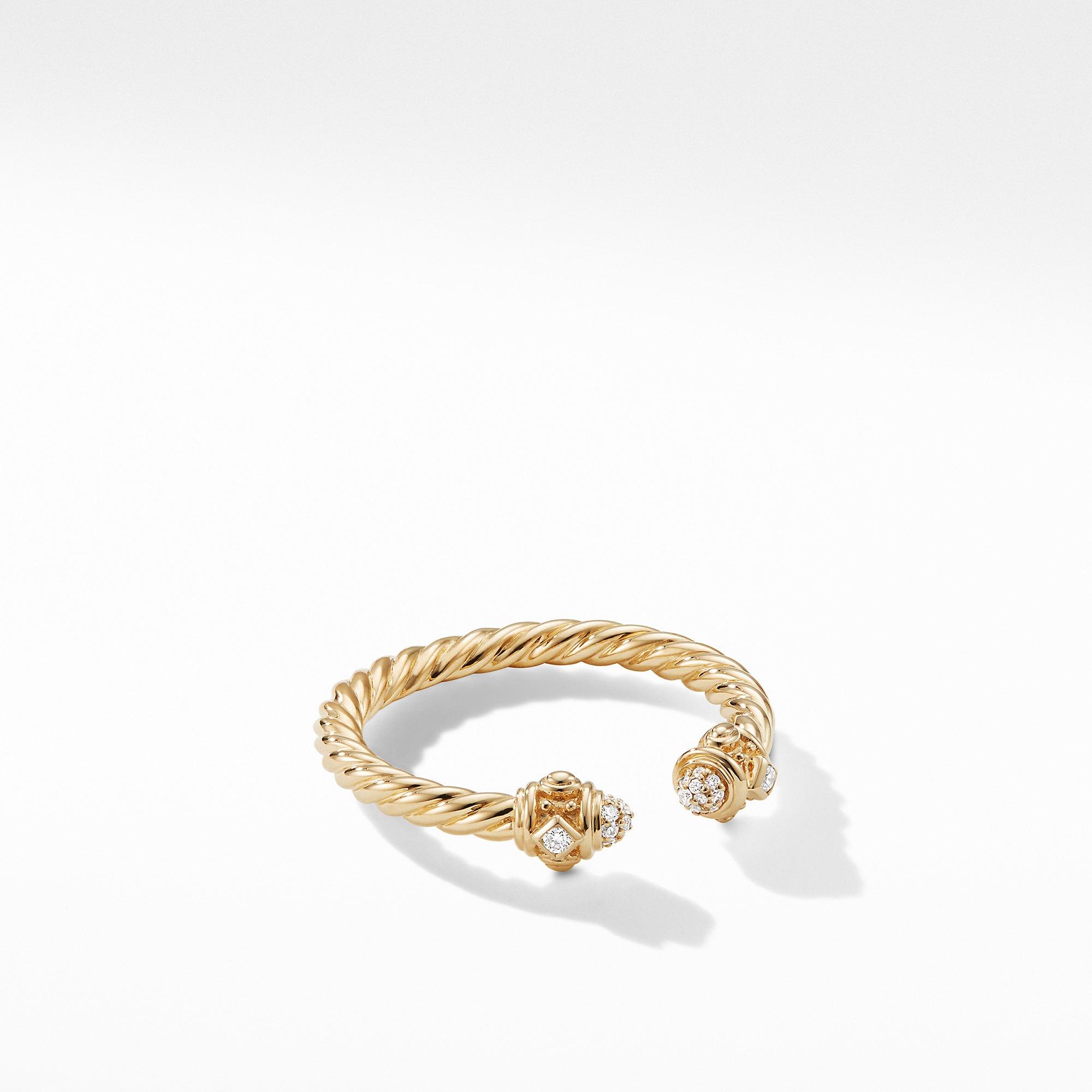 David Yurman Renaissance Ring in 18k Gold with Diamonds, size 7