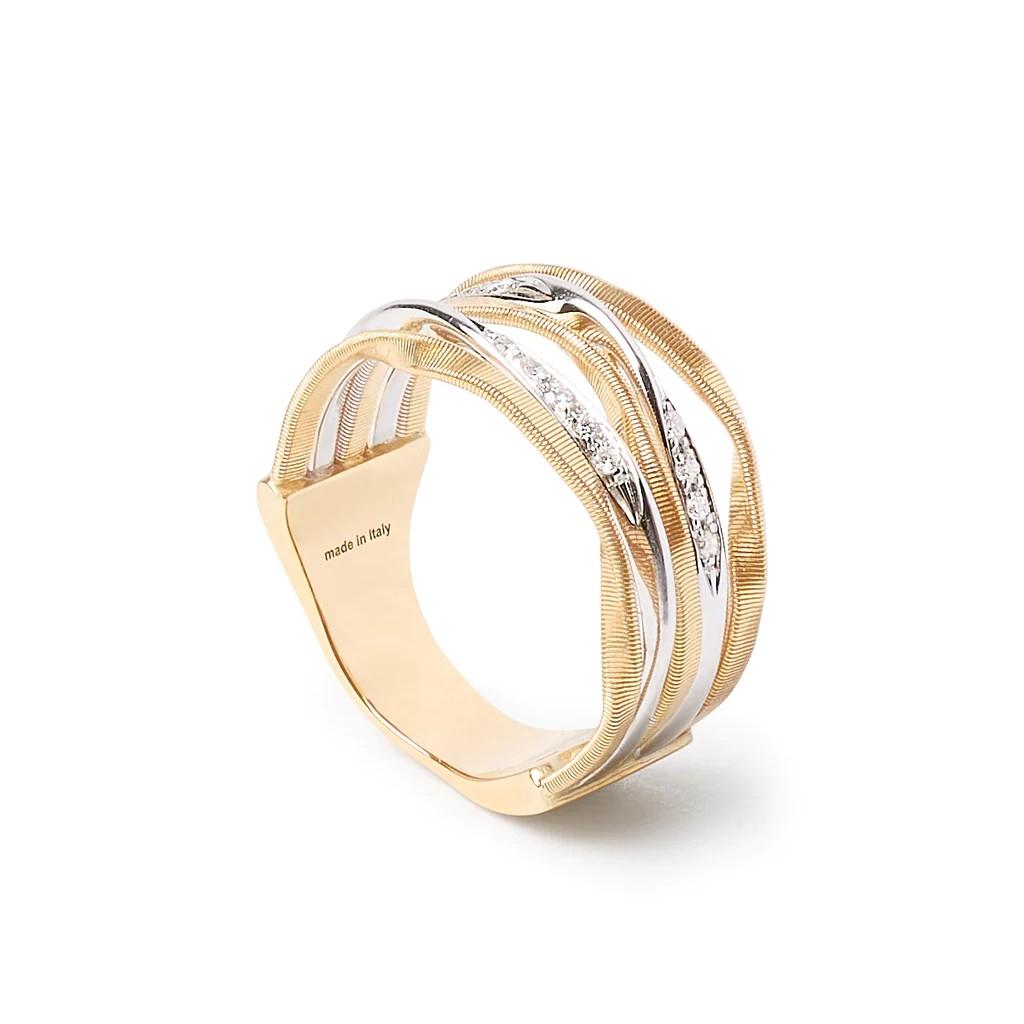 Marco Bicego Marrakech Onde Collection 18K Yellow Gold and Diamond Small Multi Strand Ring