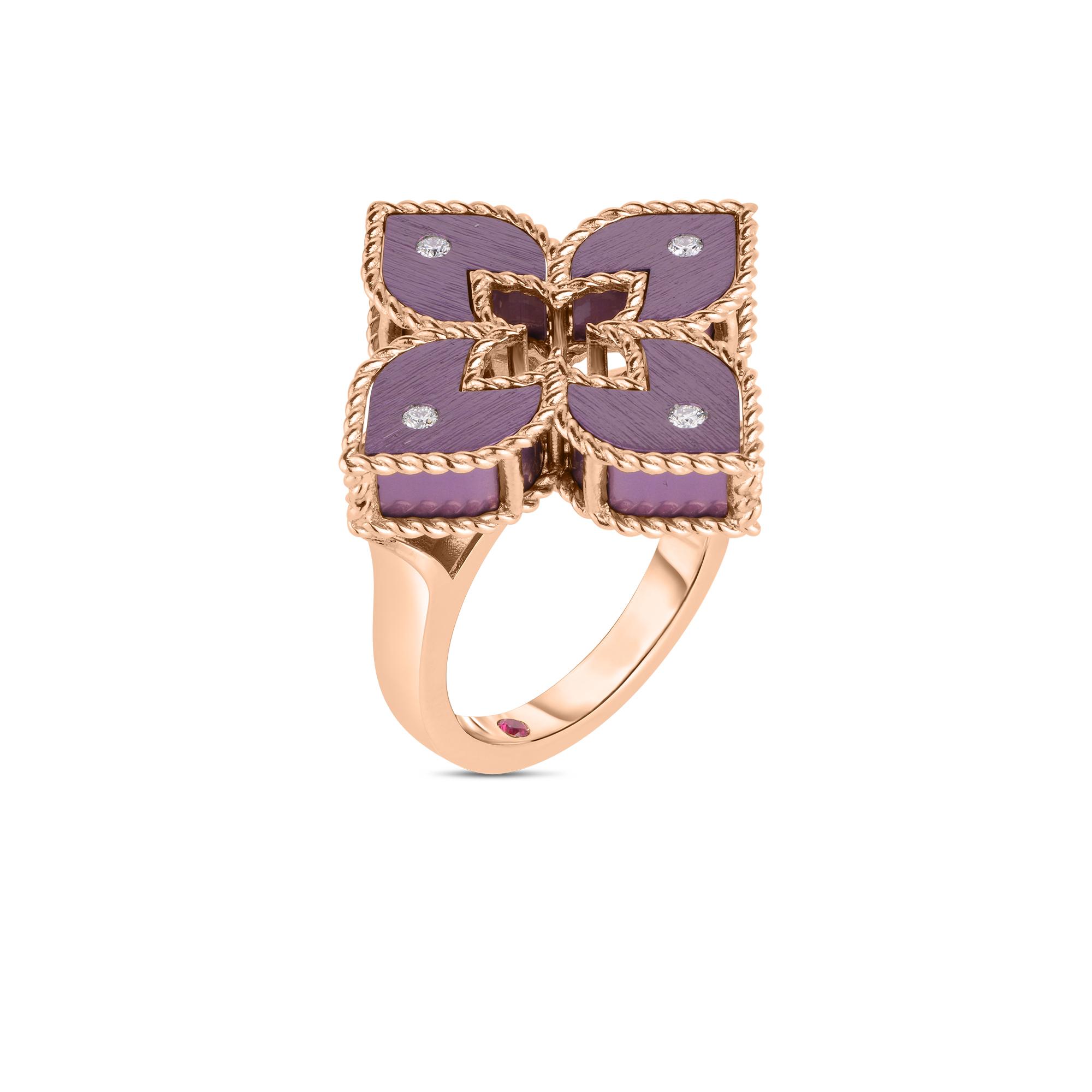 Roberto Coin Venetian Princess Small Purple Titanium Flower Ring