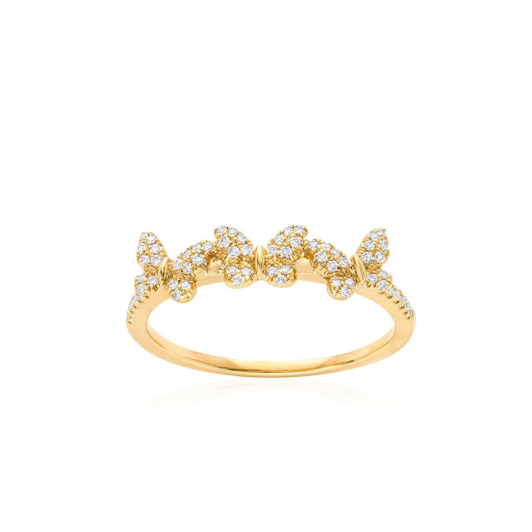 Diamond Butterfly Ring in Yellow Gold