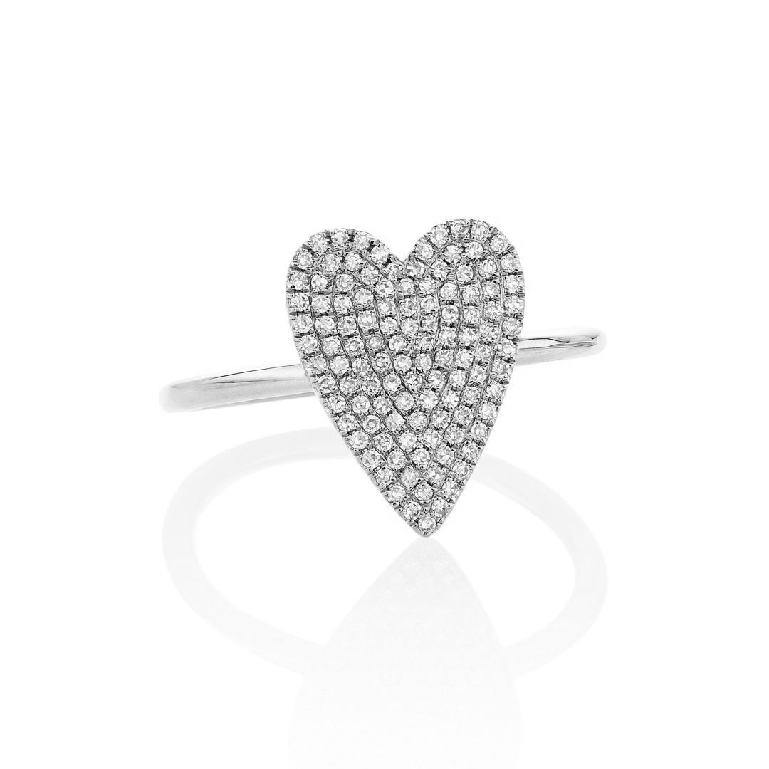 Pave Diamond Heart White Gold Ring 0