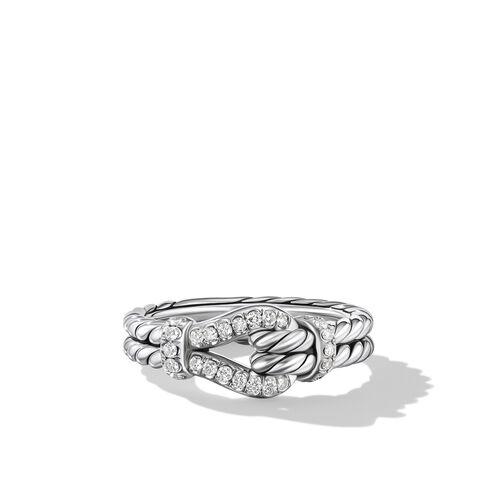 David Yurman Thoroughbred Loop Ring with Pave Diamonds, size 7