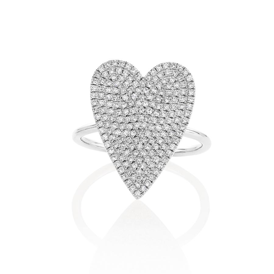 Pave Diamond Heart White Gold Ring