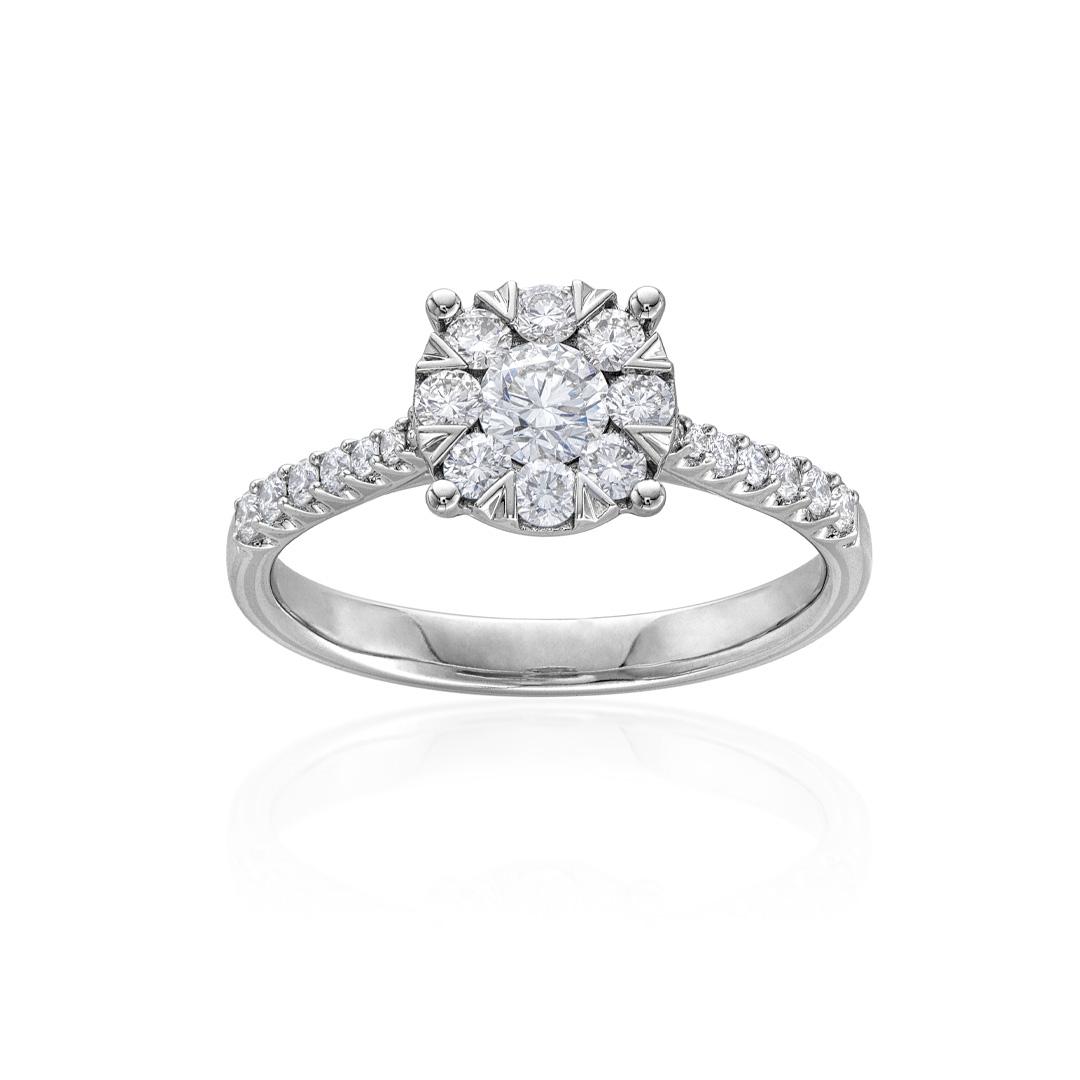 Round Cluster White Gold and Diamond Engagement Ring