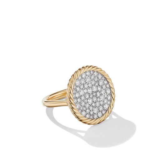 David Yurman DY Elements Ring in 18k Yellow Gold with Pave Diamonds, size 6