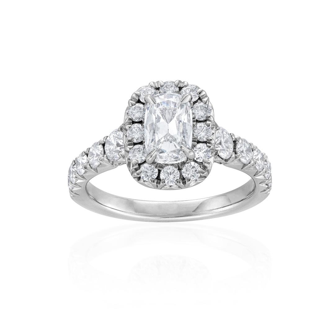 0.61 Carat Cushion Cut Diamond Engagement Ring
